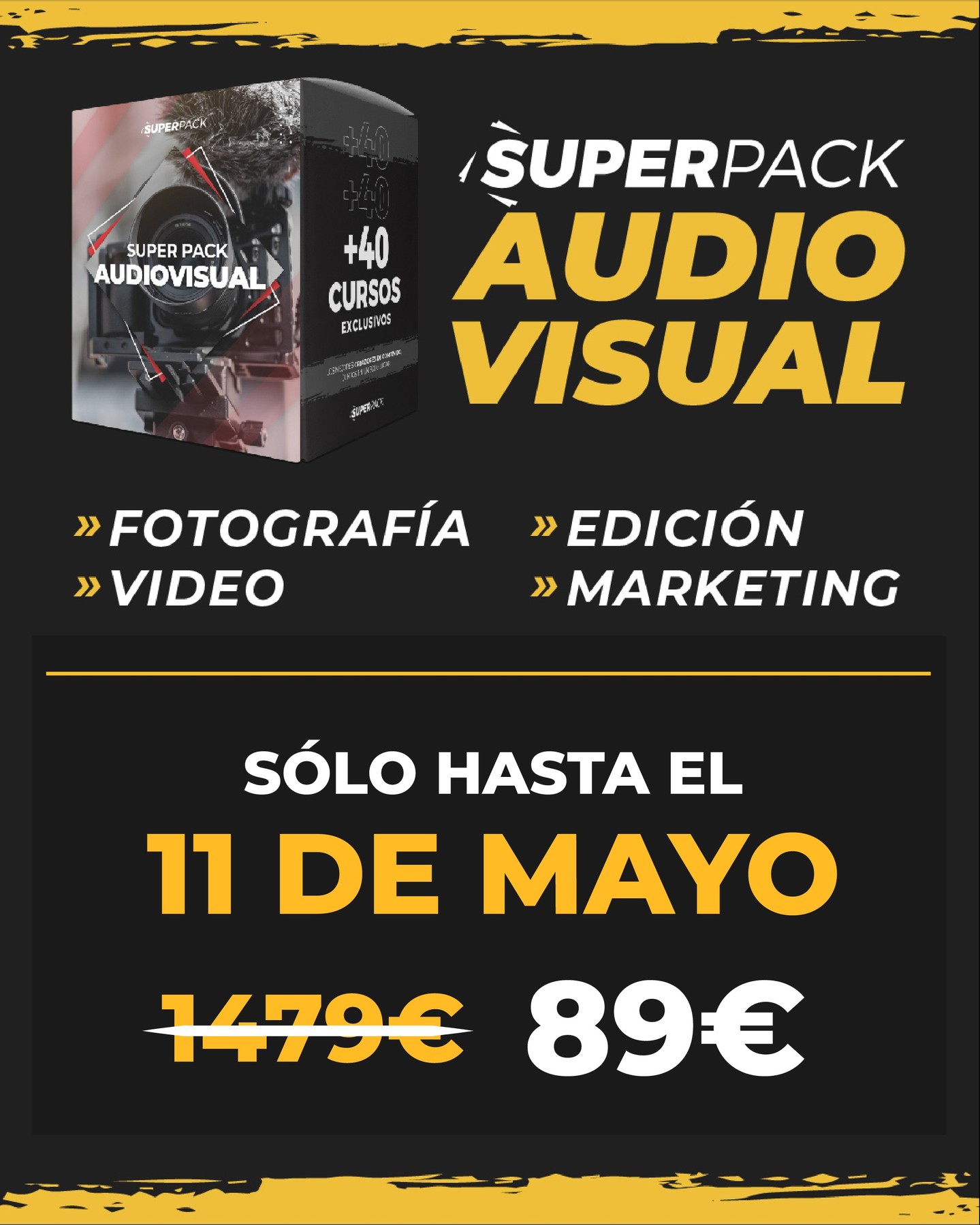 Esta noche, a las 12, acaba la oferta de los más de 40 cursos de fotografía a 89€

¿Habrá prórroga? No, no la habrá, si te pierdes la oferta se acabó.

Participo en este proyecto con un curso dedicado a convertir cualquier objetivo de cámara esférico en uno anamórfico de cine.

Tienes el link para comprarlo ya.

https://hotm.art/MWpaf0
