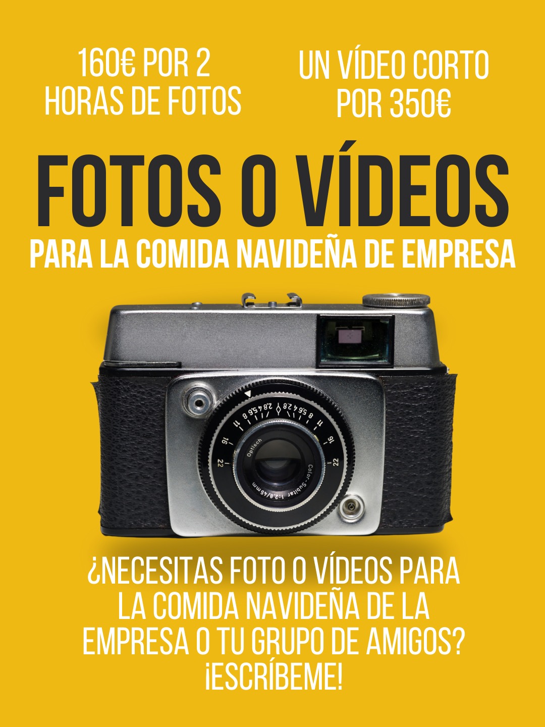 No dudes en enviarme un mensaje si quieres fotos o vídeos para la comida navideña con tu empresa o amigos.