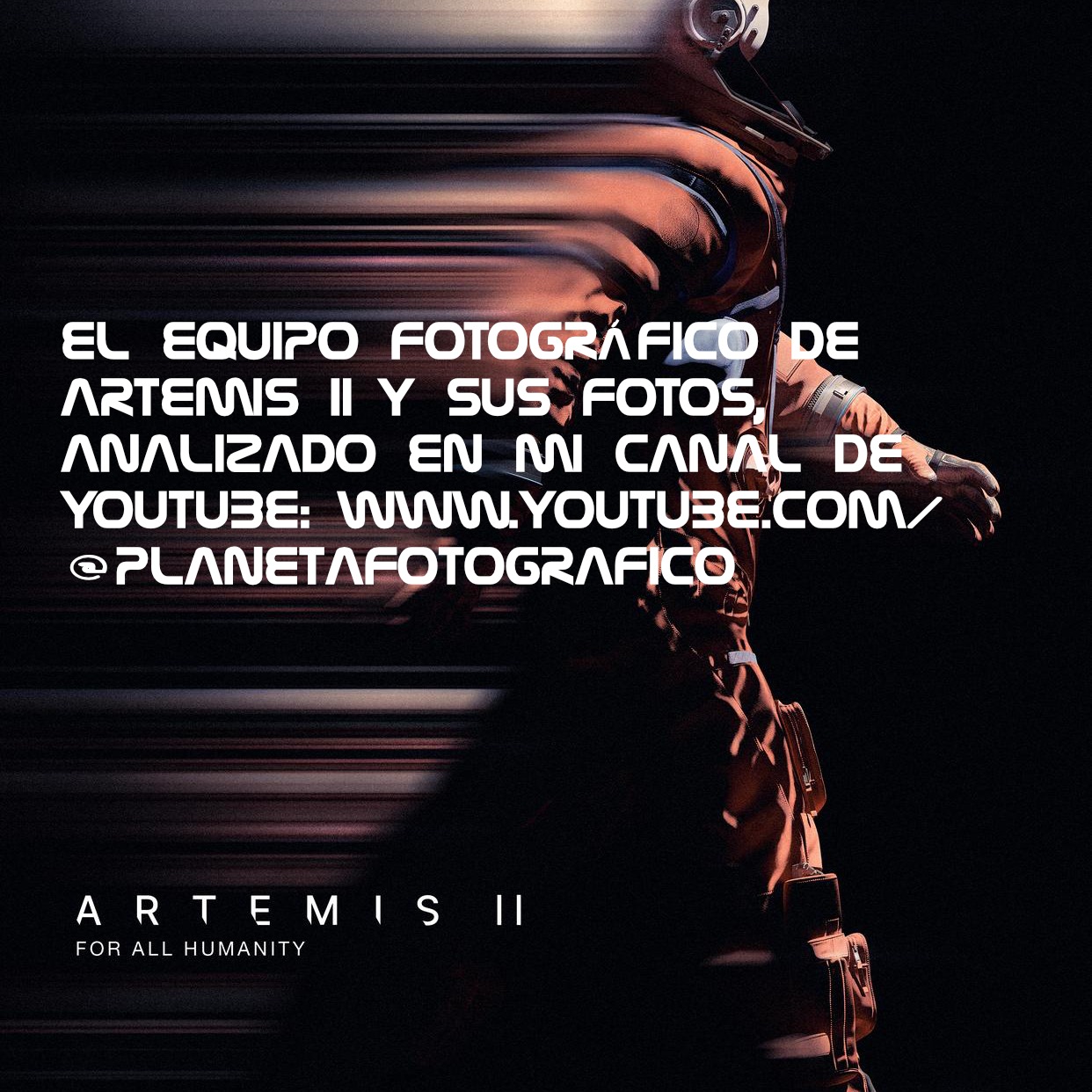 Tenía muchas ganas de hacer un vídeo de la misión Artemis II y de cómo sus cuatro astronautas se prepararon para hacer fotos con sus cámaras réflex, cámaras de acción y iPhone. 

Y asimismo callar las bocas de los conspiranoicos y terraplanistas que afirman, sin ningún tipo de pudor, que es imposible salir hacia la Luna por culpa de no sé qué invento bíblico de un domo. Lo cierto es que es fácil de comprobar simplemente descargándote las fotos originales de la NASA desde su web y analizando los metadatos EXIF. Pero supongo que para ello hace falta algo de conocimiento científico del que los conspiranoicos carecen.

En este vídeo te explico cómo descargar las fotos originales de Artemis II y realizar tus propias comprobaciones. También hablo de las cámaras usadas: una Nikon D5 y de sus lentes, de la cámara de respaldo, la Nikon Z9; y de los iPhone 17 Pro Max que han usado para selfies, así como de las GoPro Hero 12 Black para transmisiones de vídeo.

No me olvido en este vídeo de mi canal de YouTube que, bajo un reciente acuerdo, Sony enviará la cámara Sony A1 II en las futuras misiones de Artemis.

@nasaartemis #artemis #nasaespañol #nasaespaña @nasa_es