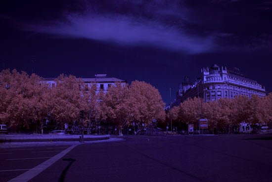 Con filtro infrarrojo - Invertidos rojo y azul Cursos fotografía Barcelona