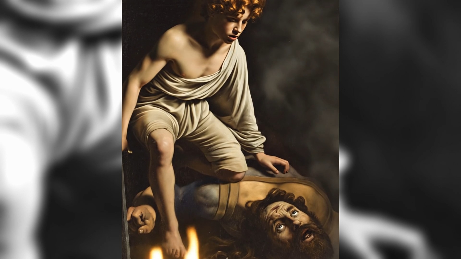 Ejercicio realizado para una de las prácticas del curso de posproducción en técnicas de edición, sonido y color en Haz RTVE. He añadido animación por IA, mi voz modificada en off, y todo el resto de cortes y transiciones. De cosecha propia, haciendo alusión a Caravaggio, del que me declaro fan absoluto. #caravaggio